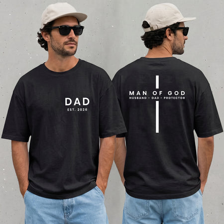 Personalized Dad Est Shirt, Man of God Cross Tee, Father's Day Gift