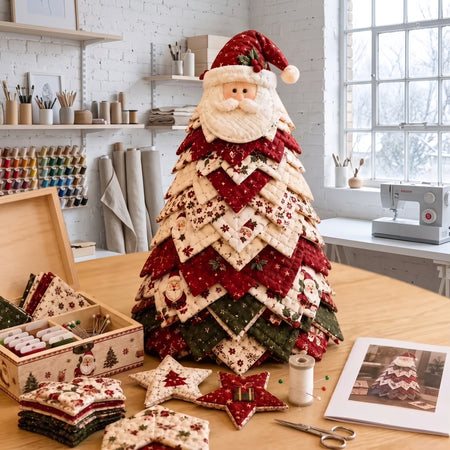 DIY Quilted Christmas Tree Sewing Kit, Holiday Craft Gift