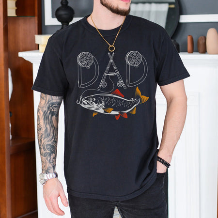 Fishing Dad T-Shirt, Fly Rod Graphic Tee, Gift for Fish-Loving Fathers