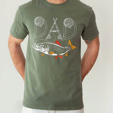 Fishing Dad T-Shirt, Fly Rod Graphic Tee, Gift for Fish-Loving Fathers