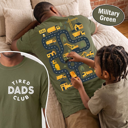 Construction Road Track Dad Tee, Tired Dads Club, Father's Day Gift