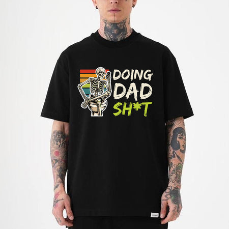 Funny Dad Shirt, Skeleton on Toilet Tee, Hilarious Father Gift