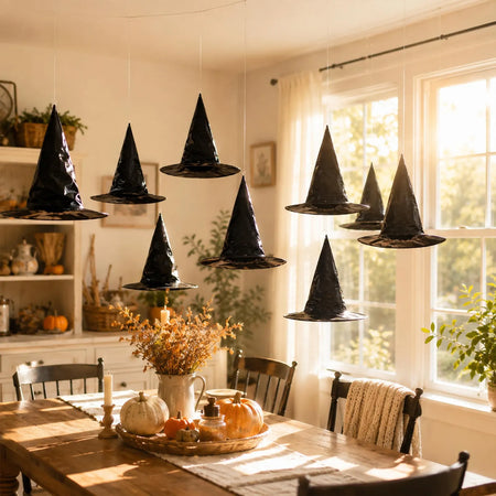 24PCS Hanging Witch Hats Halloween Decor, Floating Ceiling Display
