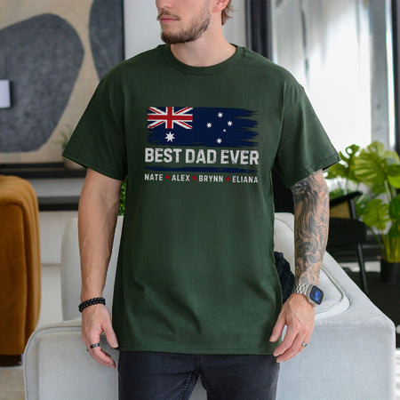 Personalized Best Dad Ever Shirt, Custom Kids Names, Father's Day Tee