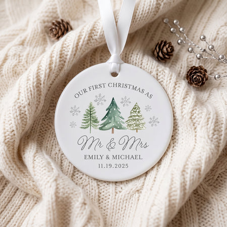 Personalized Newlywed Christmas Ornament, Custom Name Married Gift