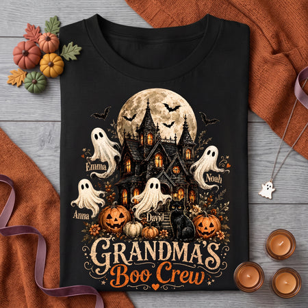 Personalized Grandma Halloween Shirt, Custom Name Boo Crew Tee