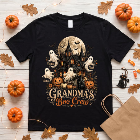Personalized Grandma Halloween Shirt, Custom Name Boo Crew Tee