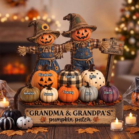 Personalized Grandma Pumpkin Patch Plaque, Custom Names, Halloween Decor