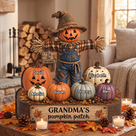 Personalized Grandma Pumpkin Patch Plaque, Custom Names, Halloween Decor