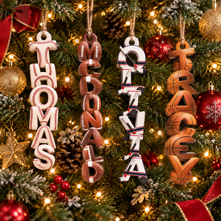 Personalized Sports Ornament With Name, Custom Christmas Gift for Kids