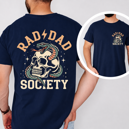 Rad Dad Society Shirt, Cool Father Skull Snake Tee, Dad Gift