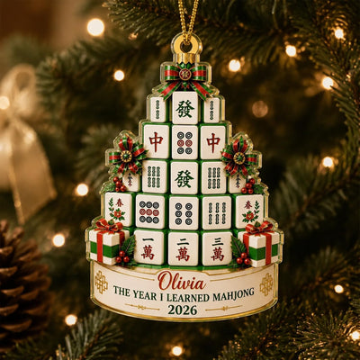 Personalized Mahjong Christmas Ornament, Custom Name Keepsake Gift