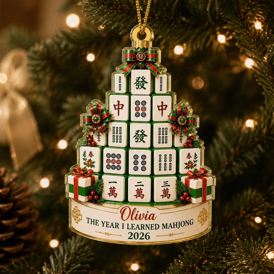 Personalized Mahjong Christmas Ornament, Custom Name Keepsake Gift
