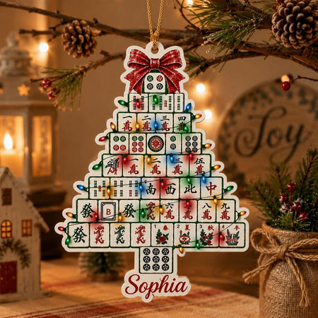 Personalized Mahjong Christmas Ornament, Custom Name Keepsake Gift