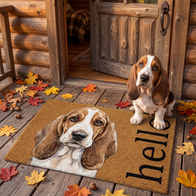 Personalized Pet Portrait Doormat, Custom Dog Name, Funny Hello Mat