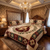 Jesus Christ Quilted Bedding Set, Religious Cross Floral Decor