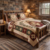 Jesus Christ Quilted Bedding Set, Religious Cross Floral Decor