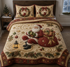 Christmas Santa Quilted Bedding Set, Cozy Holiday Quilt Cover