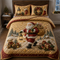 Santa Claus Quilted Bedding Set, Vintage Christmas Bedroom Quilt