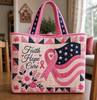 Breast Cancer Awareness Tote Bag, Faith Hope Cure Pink Ribbon Gift