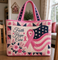 Breast Cancer Awareness Tote Bag, Faith Hope Cure Pink Ribbon Gift