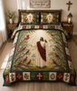 Jesus and Cardinal Quilt Bedding Set, Christian Bedroom Decor