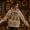 Spooky Season Quilted Hoodie, Ghost Print Halloween Sweatshirt