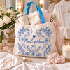 Bride Tribe Floral Heart Bridal Party Gift Canvas Tote Bag