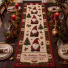 Personalized Christmas Gnome Quilted Table Runner, Custom Family Name Holiday Decor
