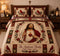 Personalized Jesus Sacred Heart Quilt, Custom Family Name Christmas Bedding