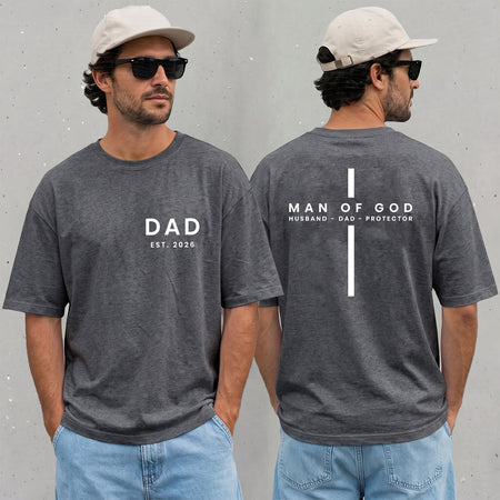 Personalized Dad Est Shirt, Man of God Cross Tee, Father's Day Gift