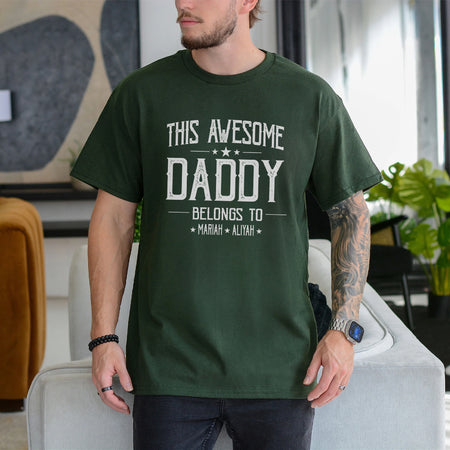 Dad Fathers Day Gifts, Funny Daddy Belongs to Kids Names Tee