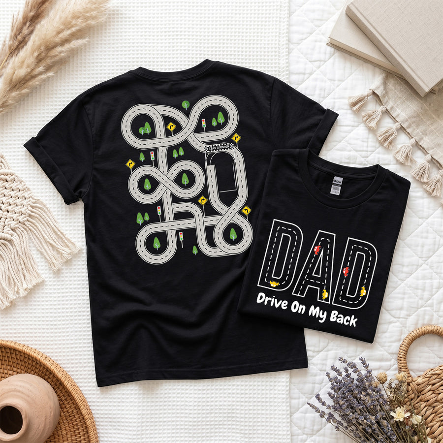 Dad Car Track Shirt, Funny Back Playmat Tee for Father's Day