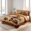 Santa Claus Quilted Bedding Set, Vintage Christmas Bedroom Quilt