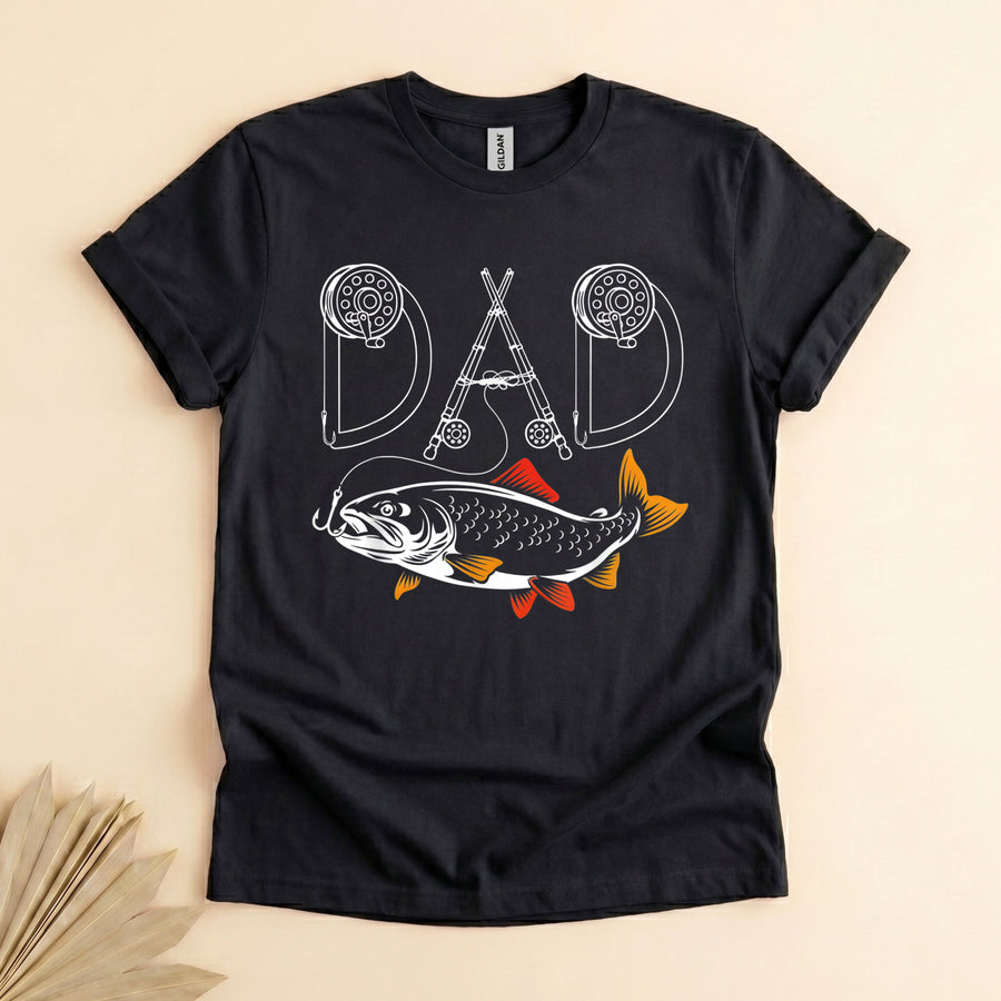 Fishing Dad T-Shirt, Fly Rod Graphic Tee, Gift for Fish-Loving Fathers