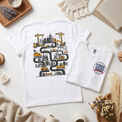 Funny Dad T-Shirt, Tired Dads Club, Construction Playmat Tee