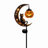 Halloween Solar Garden Stake Light, Black Cat Moon Pumpkin Lantern