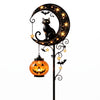 Halloween Solar Garden Stake Light, Black Cat Moon Pumpkin Lantern