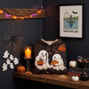 Halloween Quilted Hoodie, Cute Ghost Pumpkin Patchwork Sweatshirt