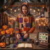 Halloween Patchwork Quilted Hoodie, Spooky Fall Pullover