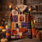 Halloween Patchwork Quilted Hoodie, Spooky Fall Pullover