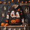 Halloween Quilted Hoodie, Cute Ghost Pumpkin Patchwork Sweatshirt