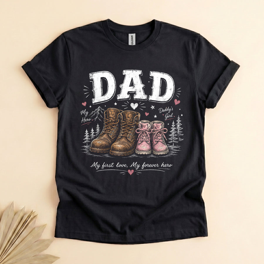 Girl Dad Shirt, My Hero Daddy's Girl Vintage Boots Tee