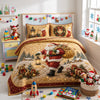 Santa Claus Quilted Bedding Set, Vintage Christmas Bedroom Quilt