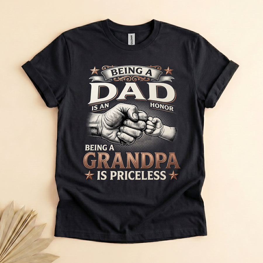 Grandpa Gift T-Shirt for Fathers Day, Dad Honor Grandpa Priceless Tee