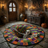 Halloween Skeleton Rug, 3D Optical Illusion Round Floor Mat