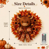 Fall Scarecrow Wreath for Front Door, Autumn Maple & Sunflower Harvest Door Wreath, Thanksgiving & Halloween Porch Decor