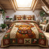 Christmas Highland Cow Quilt Set, Festive Holiday Bedding Gift
