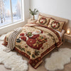 Christmas Santa Quilted Bedding Set, Cozy Holiday Quilt Cover