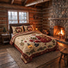 Christmas Santa Quilted Bedding Set, Cozy Holiday Quilt Cover